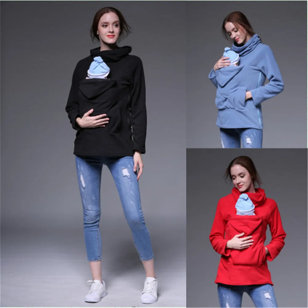 Pullover High-necked Maternity Baby Carrier Jacket Kangaroo Clothing For Pregnant Mom Hoodie Four Colors |