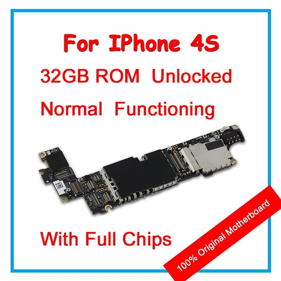 Оригинальная материнская плата для iPhone 4S 32 ГБ разблокированная материнская плата с чипами материнская плата IOS система для обслуживания Замена Ремонт