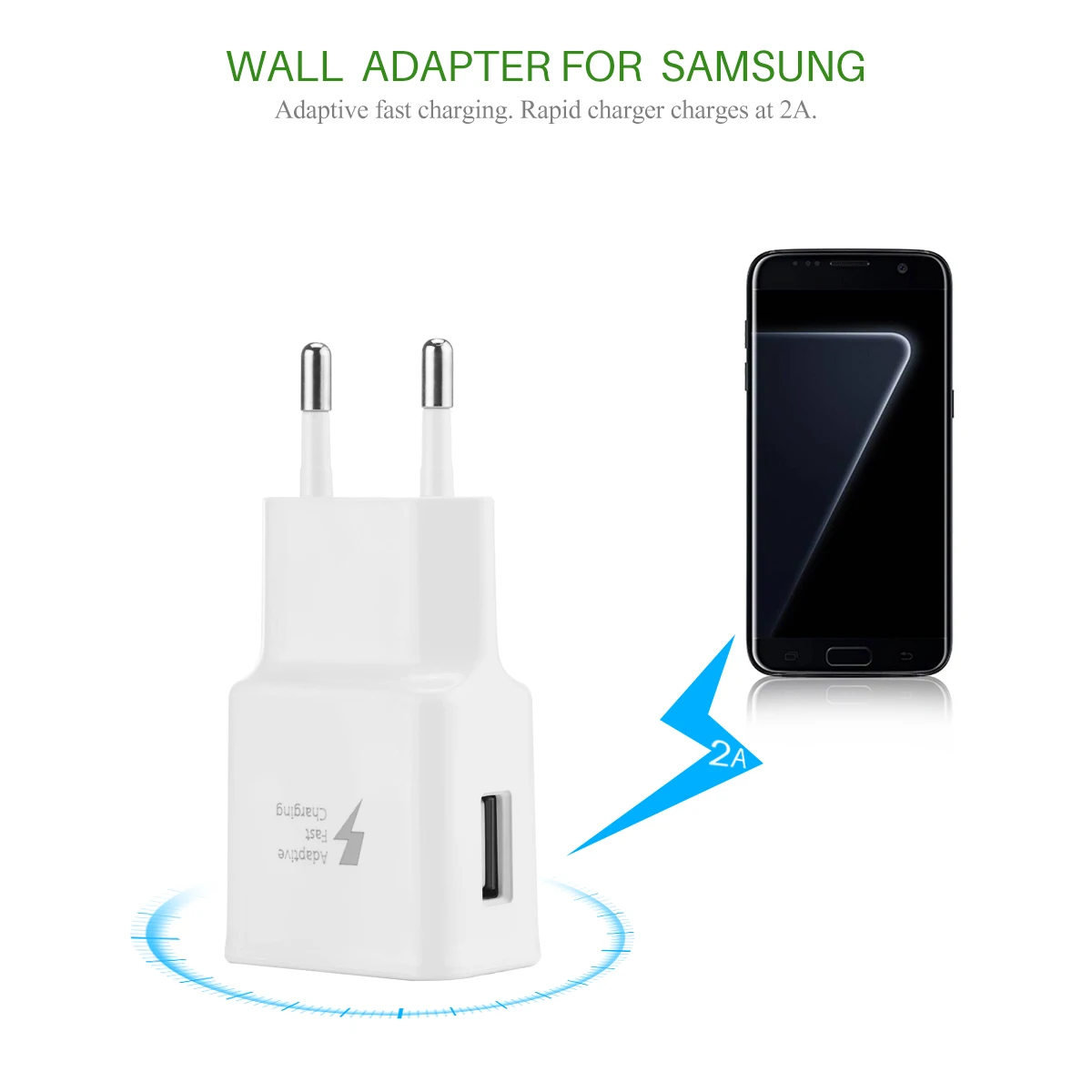 Адаптер для быстрой зарядки телефона QC 2 0 с вилкой Стандарта ЕС США + USB кабель Samsung