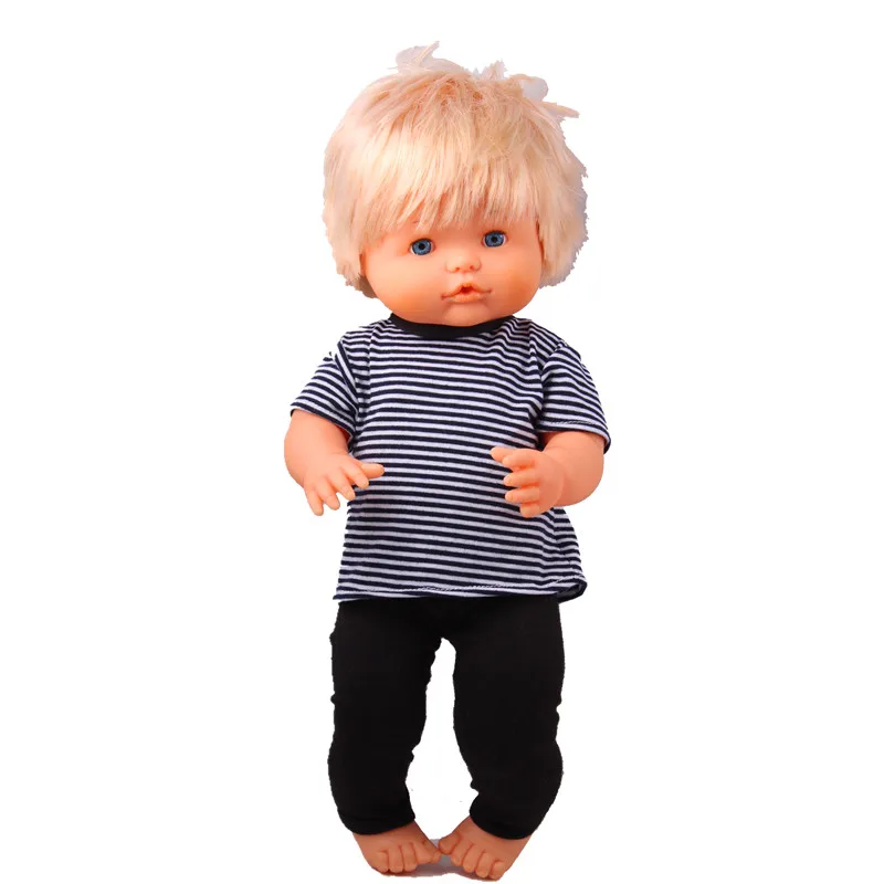 T-shirt black pant Одежда для кукол подходит 40 см 41 см Nenucos кукла Nenuco Ropa y su Hermanita Kawaii полосатая футболка и белые или черные штаны - Цвет: T-shirt black pant
