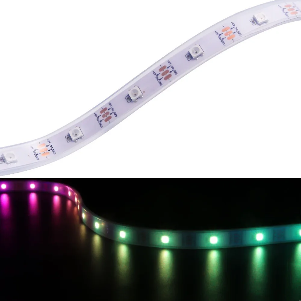 Матрица SK6812 5 В WS2812B Гибкие 30 светодиодов/M лента 5050 RGB WS2811 IC Водонепроницаемый адресуемых полный цвет Магия полосой
