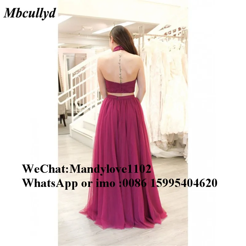 Mbcullyd/бордовые платья для выпускного вечера из двух частей 2019 ТРАПЕЦИЕВИДНОЕ