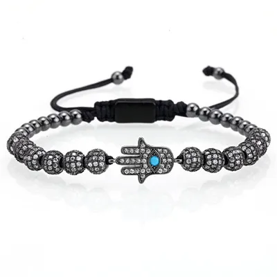 Men Bracelet/Rose Gold/Bracelets Pave Setting White CZ Ball Bracelet with 6mm 8mm Stainless Steel Bead Braided Luxury Jewelry - Окраска металла: style D
