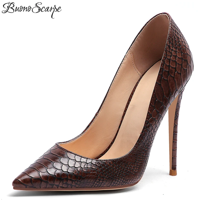 Buono Scarpe/женские туфли на высоком каблуке из змеиной кожи Женские День Валентина