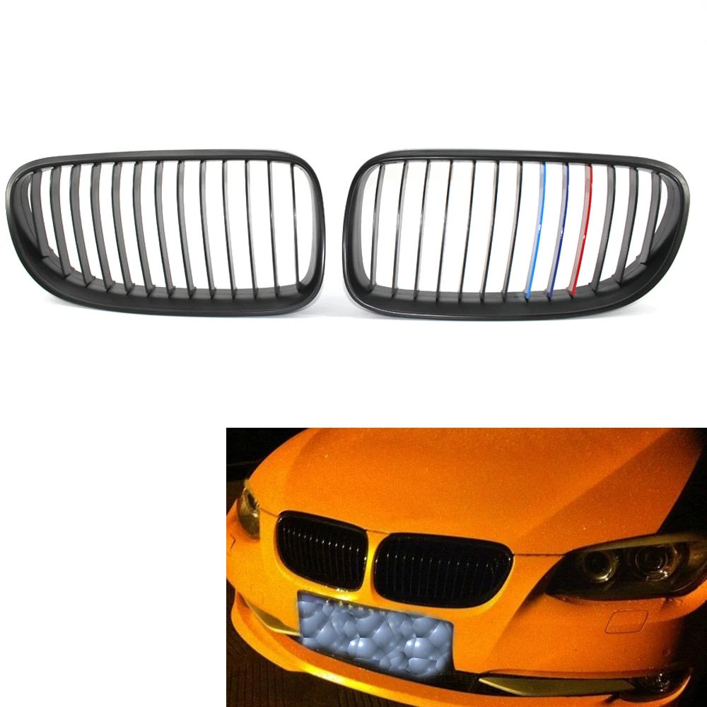 

Left Right Matte Black Front Center Kidney Hood M-Color Grille Grill for BMW E92 E93 Cabrio & Coupe 10-15 335i 328i 2 Door ABS