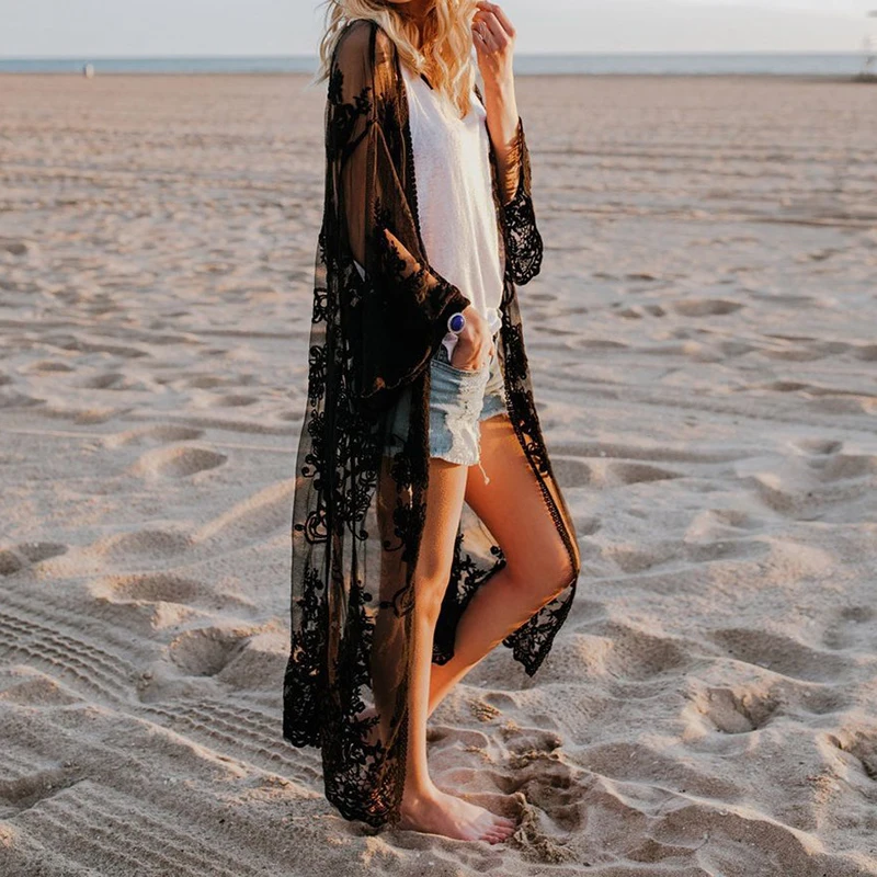 Пляжная накидка с вышивкой Vestido Playa Mujer бикини кафтан пляжный купальный костюм Saida
