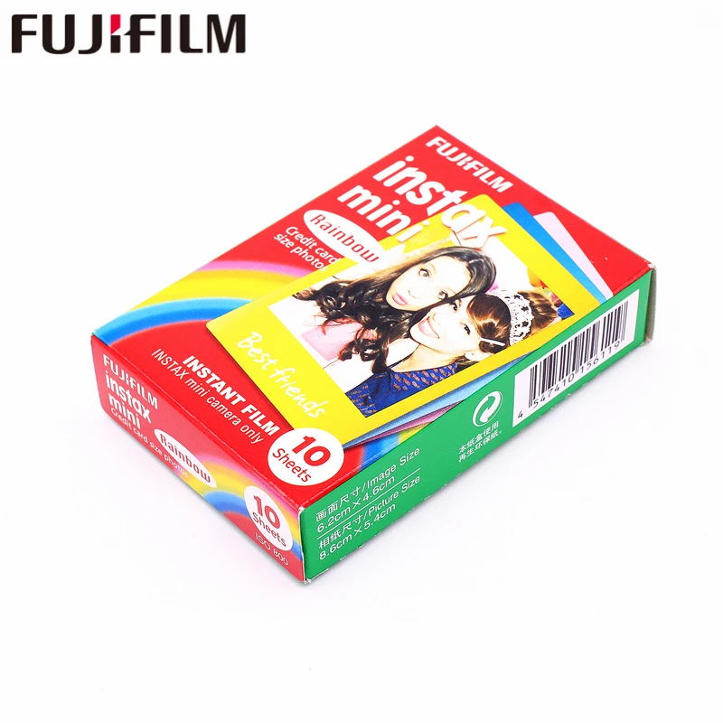Оригинал Fujifilm 20 листов Instax Mini Rainbow фотобумага для мгновенной печати камеры 8 7s 25 50s