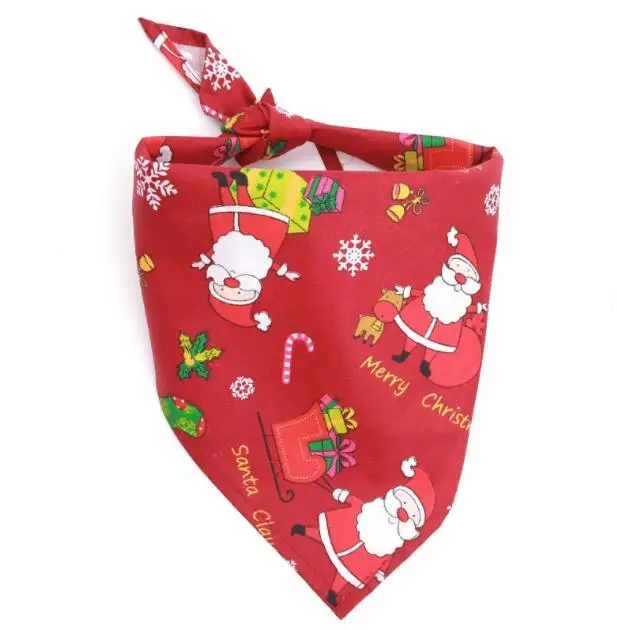 Santa Claus Red Рождественский подарок животное слюнявчик полотенце хлопок воротник шарф, собака, кошка аксессуары треугольная повязка ошейники для маленьких питомец средних размеров - Цвет: Santa Claus Red