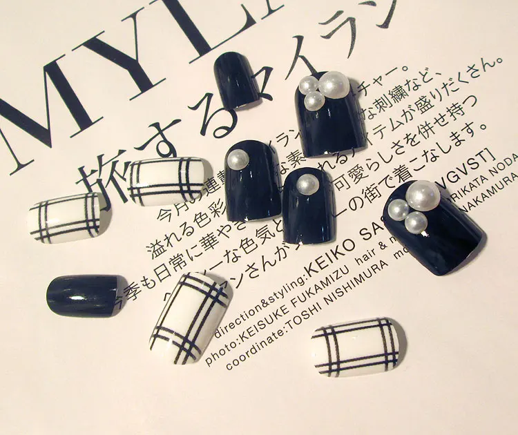 24 шт. пластырь для ногтей в черно белую клетку|product cover|production factorsart paper products |