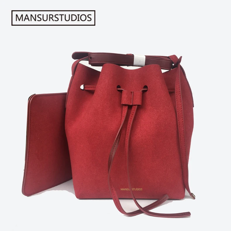 2019 MANSURSTUDIOS Замшевая сумка мешок mansur женская через плечо из искусственной замши