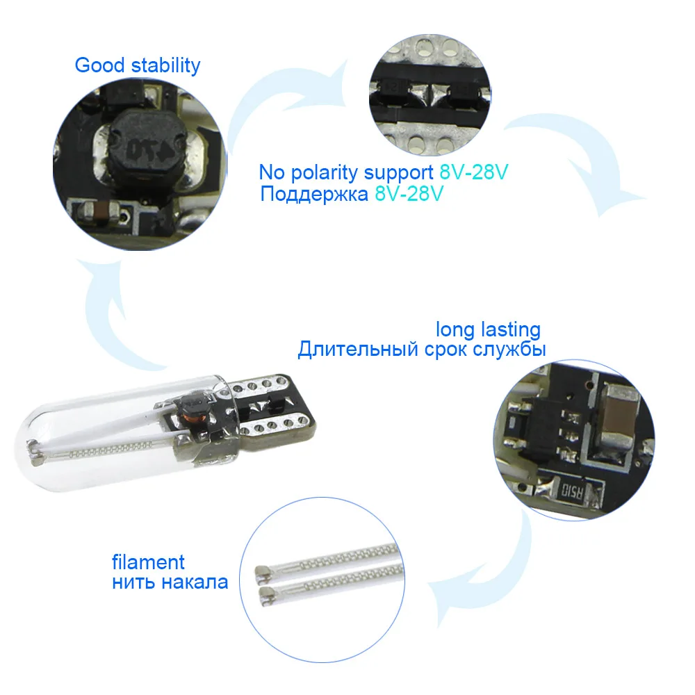 KEIN 2 шт. 12 В 24 w5w led t10 автомобильный светильник 501 194 168 COB Автомобильные дневные