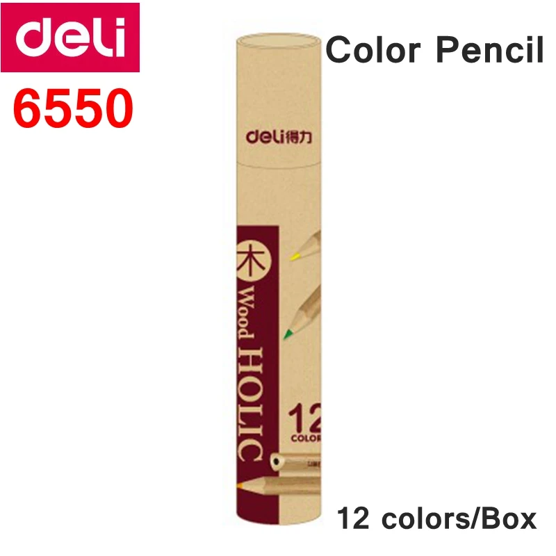 Deli Full Box Colored pencil 12PCS/18PCS/24PCS/36PCS/48PCS per box color drawing pencil children student color pencil wholesale