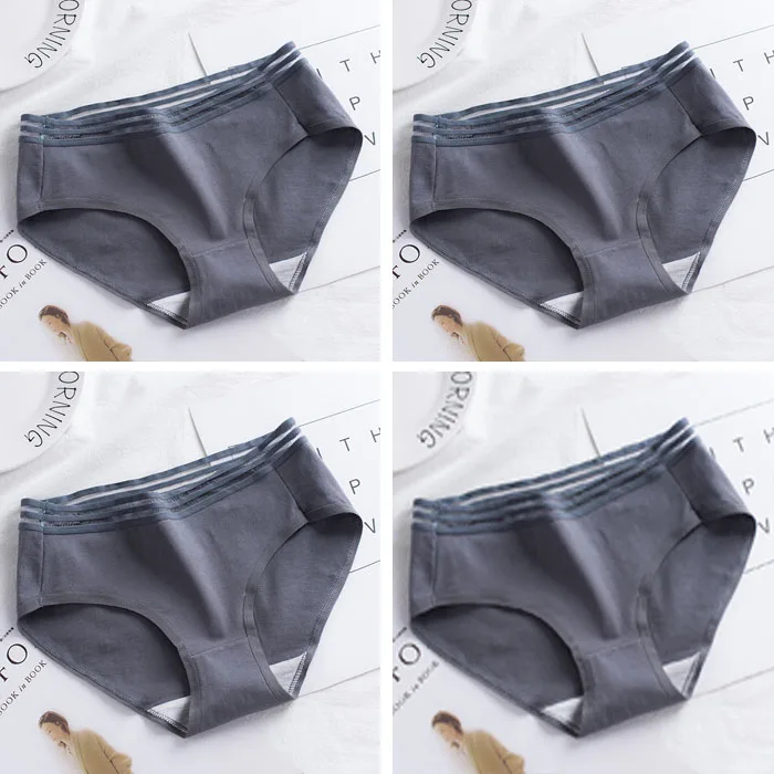 4PCS-030-7 4 шт./лот, хлопковые трусики, женское нижнее белье, сексуальные трусы, плюс размер, L-XXL, кружевные трусы, бесшовные, милые, мягкие, комфортные, для девушек, нижнее белье - Цвет: 4PCS-030-7