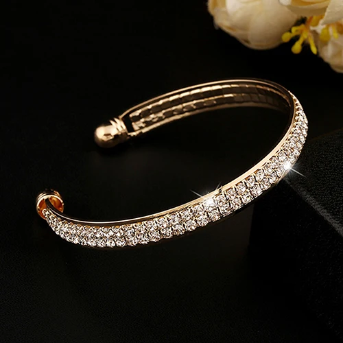 Женский браслет на запястье 2 ряда|rhinestone bangle|crystal rhinestone banglesopen bracelet |