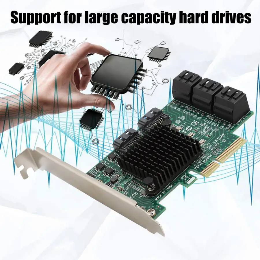 SA3008 Рабочий стол PCI-E SATA3.0 8-портовый карты расширения адаптер карты 6 Гбит/с для Synology, LINUX, NAS