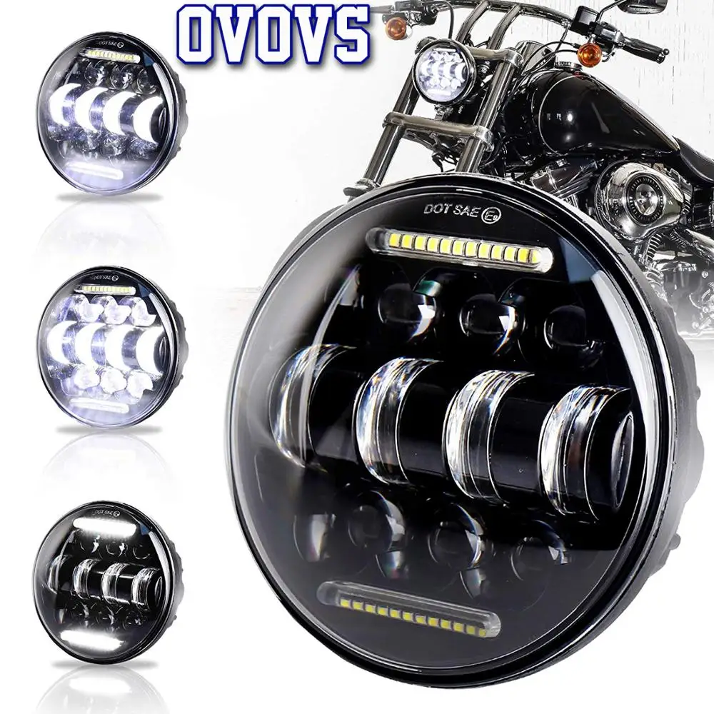 

1Pcs Headlamp with White Daytime Running Light Motorcycle Led Headlight 5.75 Inch Lamp for -Harley Super Glide Sportster 883 XL