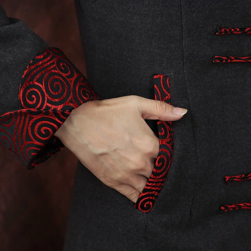 Китайский (традиционный) плащ Пыльник Для женщин шерсть длинная куртка