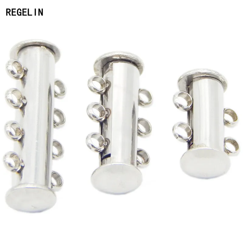 

REGELIN 1set/lot Stainless Steel Rhodium 2/3/4 Strands Slide Clasps Fit 2mm Leather Bracelets Necklace Jewelry Making Findings