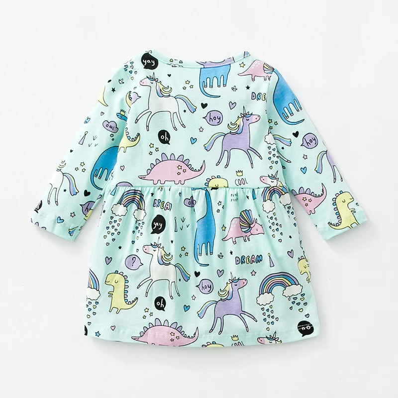 New Baby Girl Fall Dress Cartoon Printed Dreamland Animal Autumn Cotton Kids Casual Clothes Children Clothing(2-7 Yrs) | Детская одежда