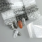 Набор фольги для ногтей, 10 шт., голографические Цветочные кружевные переводные наклейки, маникюрные клеи, наклейки для маникюра, декор для ногтей