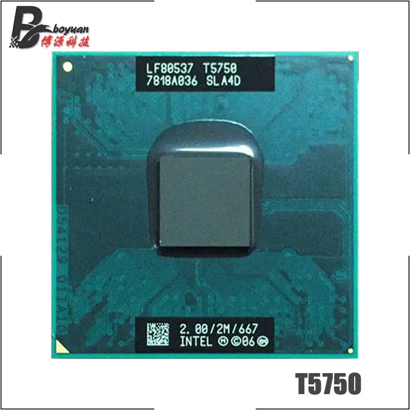 Процессор Intel Core 2 Duo T5750 SLA4D 0 ГГц двухъядерный двухпоточный ЦПУ процессор Мб 35 Вт