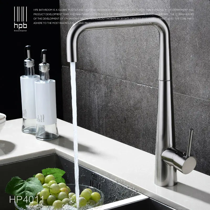 Латунный Матовый поворотный бортиковый кухонный смеситель для горячей и