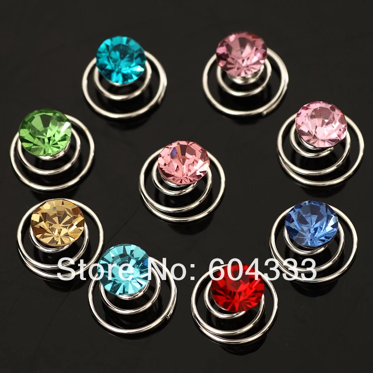 Набор из 120 штук разноцветные заколки для волос с одним кристаллом вращающиеся