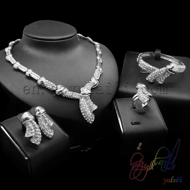2016 Невесты ювелирные изделия кристалл набор для помолвки|jewelry sets for girls|jewelry snap setsset