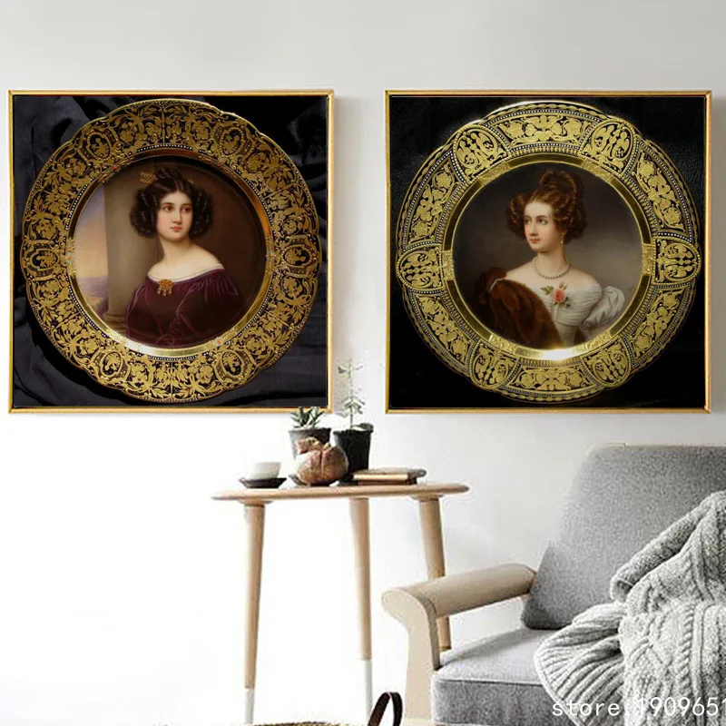 Без рамки Классические дворцовые фигуры женские парусиновые принты картина