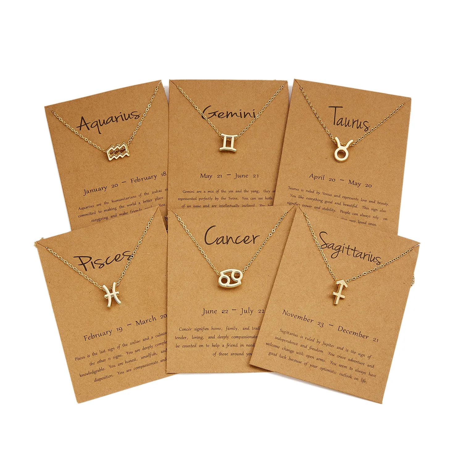 Rinhoo 12 Constellation Necklace Zodiac Sign necklace with Card Pendant Necklace charm Message Card Birthday Gift for Women Girl