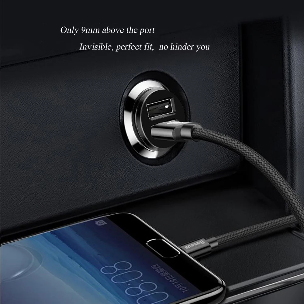 2 USB невидимое Мини Автомобильное зарядное устройство + зарядный кабель для iPhone X XS
