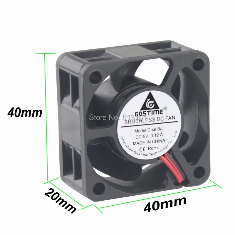 Gdstime 5V 2 Pin 40mm Computer Cooler Ball Bearing 4cm 4020 40x40x20mm Small Cooling Fan PC