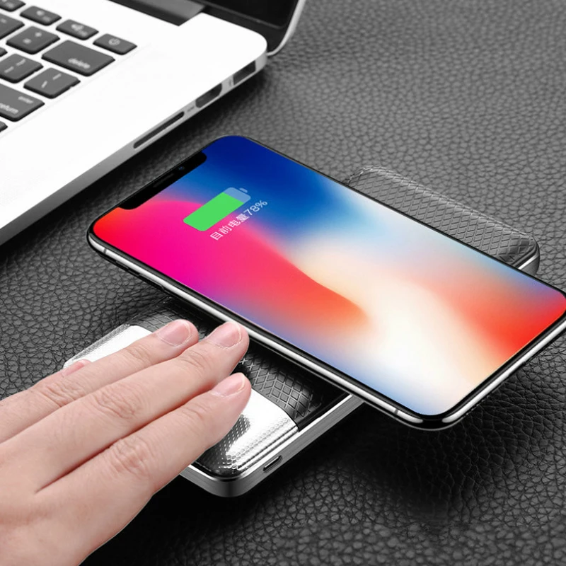 Внешний аккумулятор 10000 мАч беспроводной внешний с двумя usb портами беспроводное