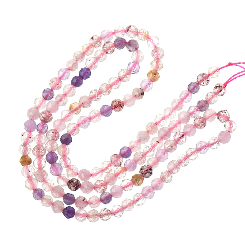 Wholesale Faceted 3-2mm Super Seven-color Crystal Quartz Stone Fit Bracelets Loose Beads 15inch For Pretty Girls Female H555 | Украшения и