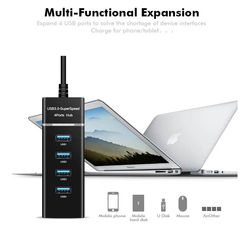 4 порта USB HUB Высокоскоростной 5 Гбит/с usb 3,0 концентратор для порта usb разветвитель 3 usb хаб для портативных ПК компьютер аксессуары док-станция USB 3,0