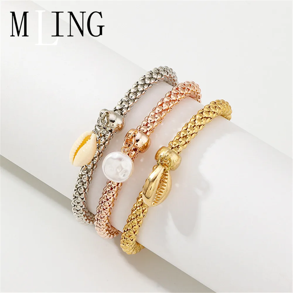 Женский браслет в виде ракушки MLING набор из трех цветов розовое золото Женские