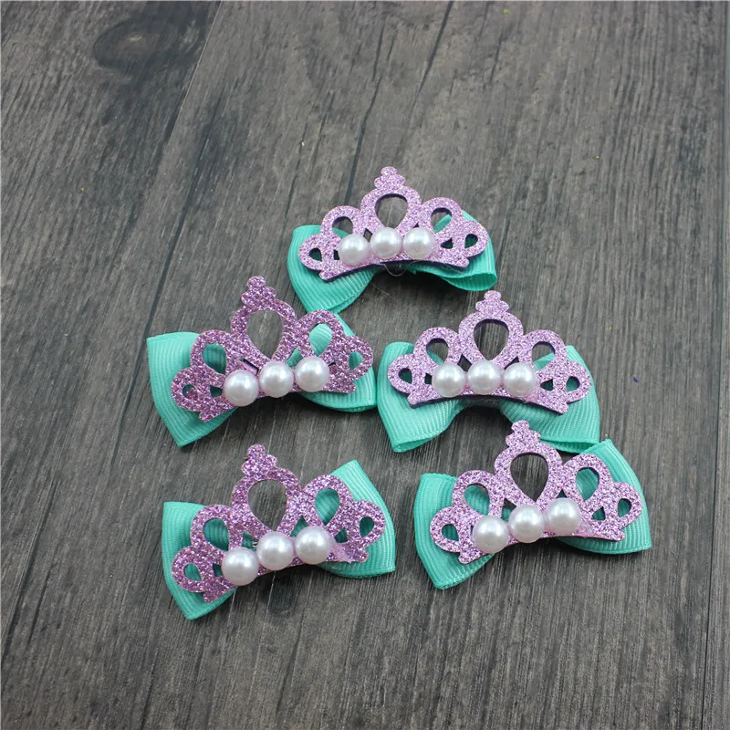 10 шт./лот головная повязка с бантиком и короной для девочек обернутые волосы