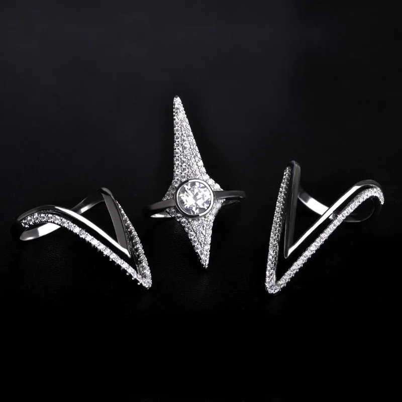 Уникальный Циркон Меди Длинный Кольцо Для Женщины Человек 18 К Золото Родий Aros