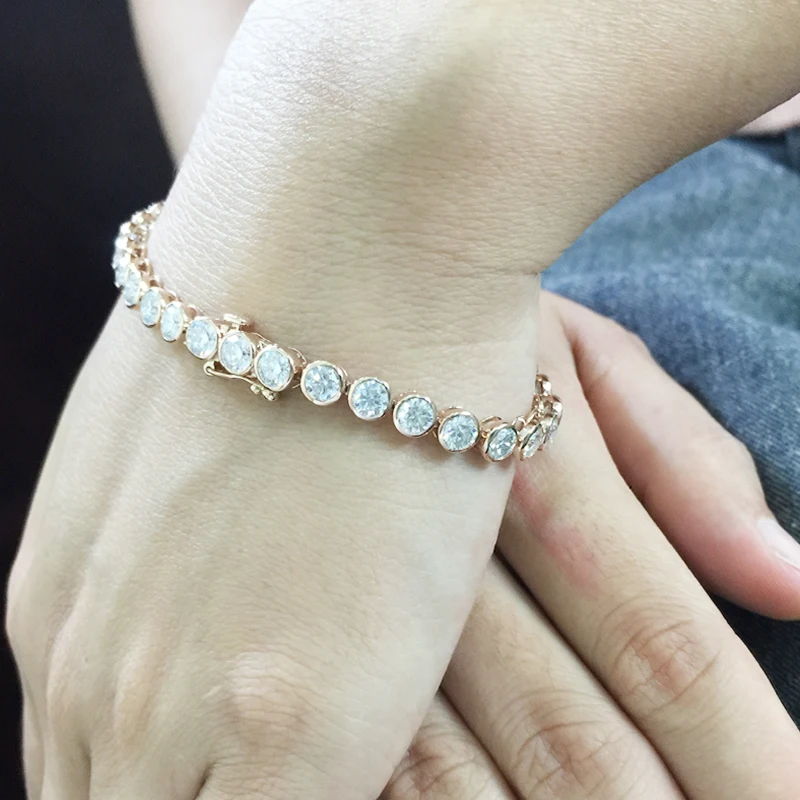 Женский браслет с бриллиантами AEAW Lovely 11ctw однотонный из белого золота 14Kt DF Moissanite