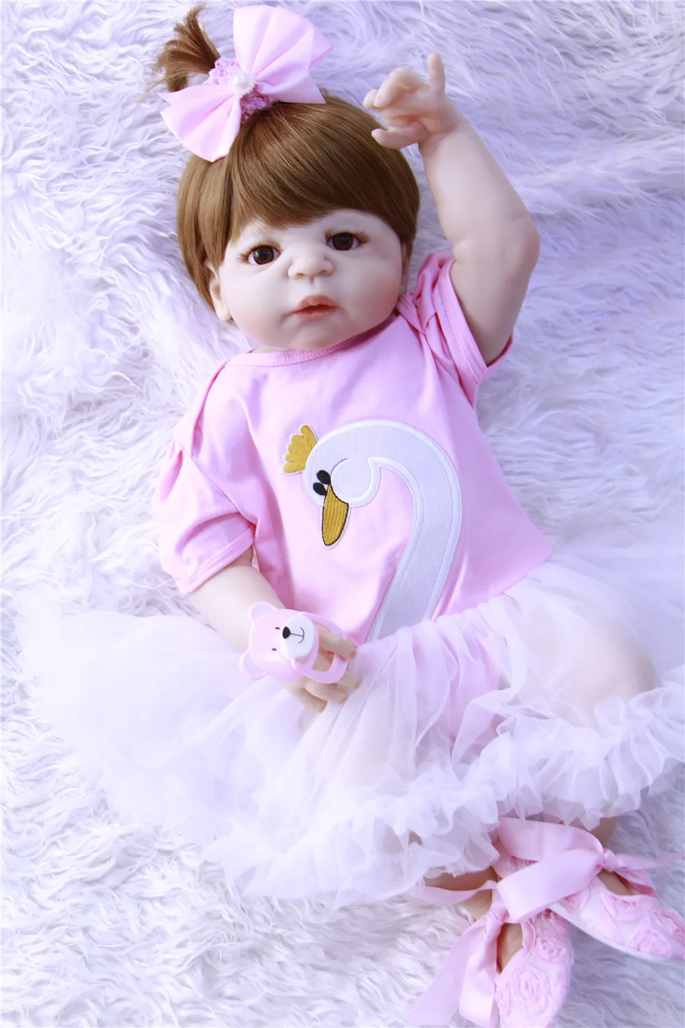 22 &quot55 см Розовая кукла принцессы для девочек новорожденных силиконовый винил