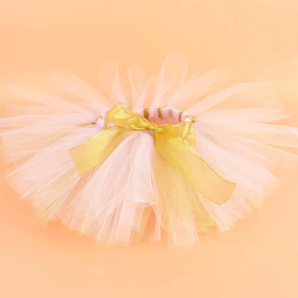 Детский костюм на 1 й день рождения розовая/Золотая фатиновая юбка для девочек
