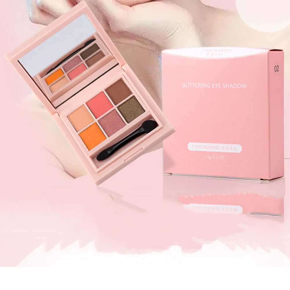 6 видов цветов Pro Тени для век мерцающие мате палитра Косметическая кисть