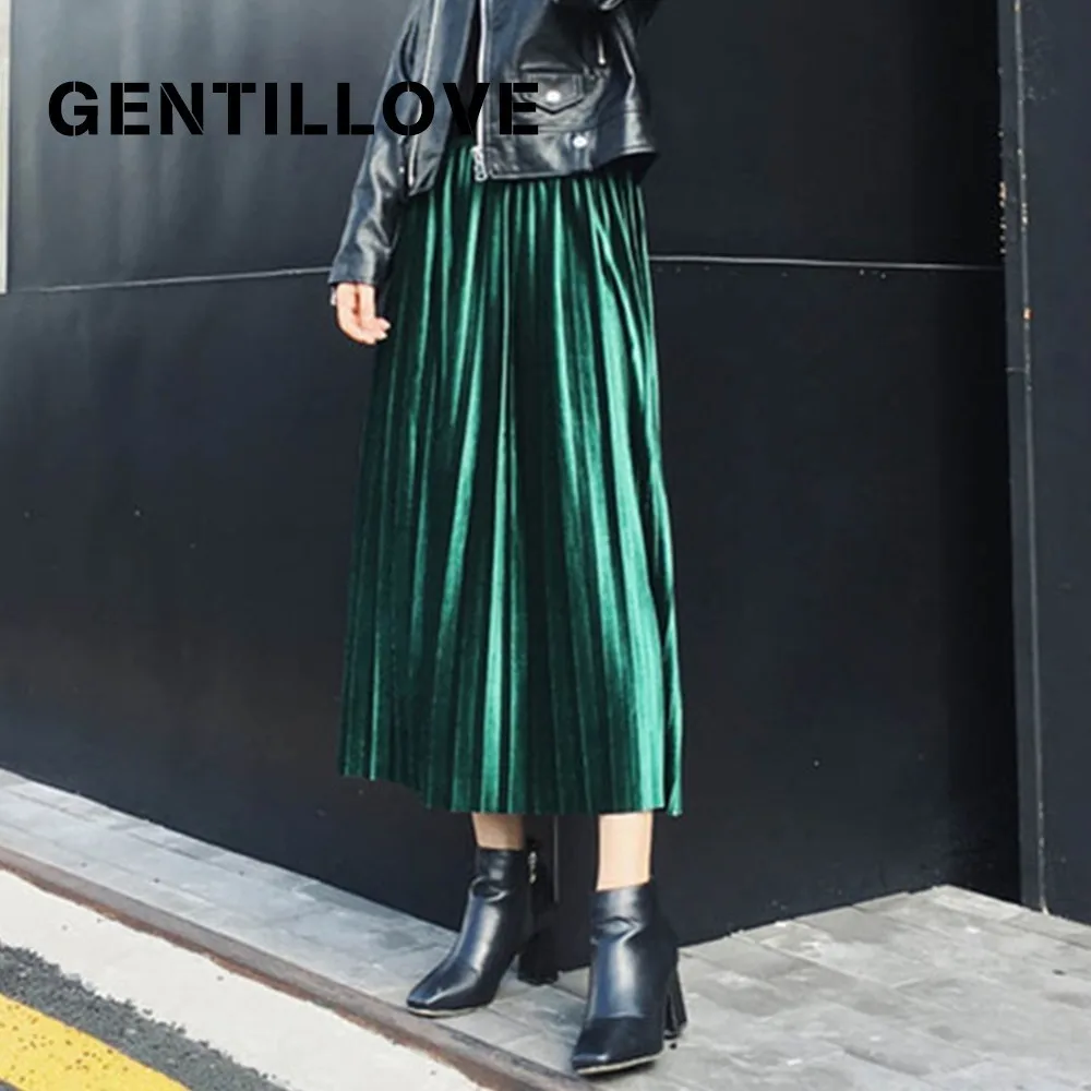 

Юбка Gentillove Женская замшевая средней длины, повседневная винтажная элегантная трапециевидная, с эластичной завышенной талией, осень