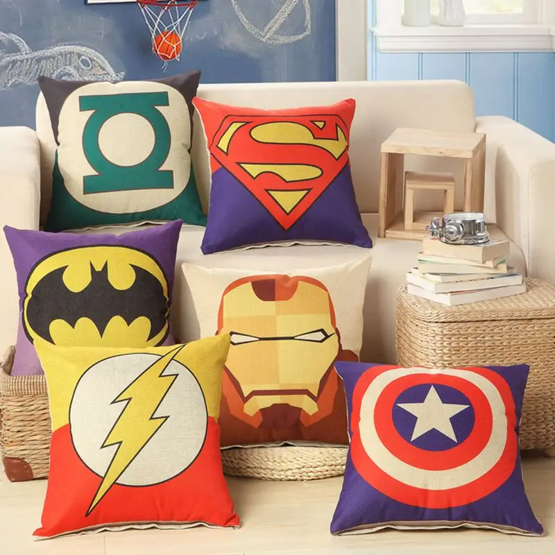 

Linen Cushion Cover Super Hero 45x45cm/17.7x17.7'' For Decorative Cotton Throw Pillowcase Decor Couch