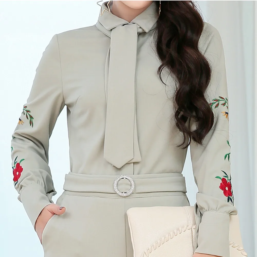 Новинка 2018 весенне-осенние модные женские элегантные Брючные костюмы цветочный