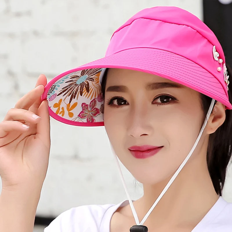 Женская Складная Солнцезащитная шляпа с открытым верхом регулируемый