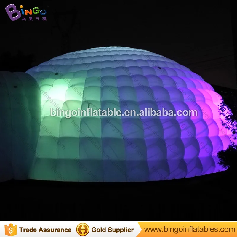 Bestellen Kostenloser Versand 15M Weiß Riesigen Aufblasbaren Kuppel Zelt Tipi Farben ändern LED Beleuchtung Iglu Festzelt Für Spielzeug Zelte