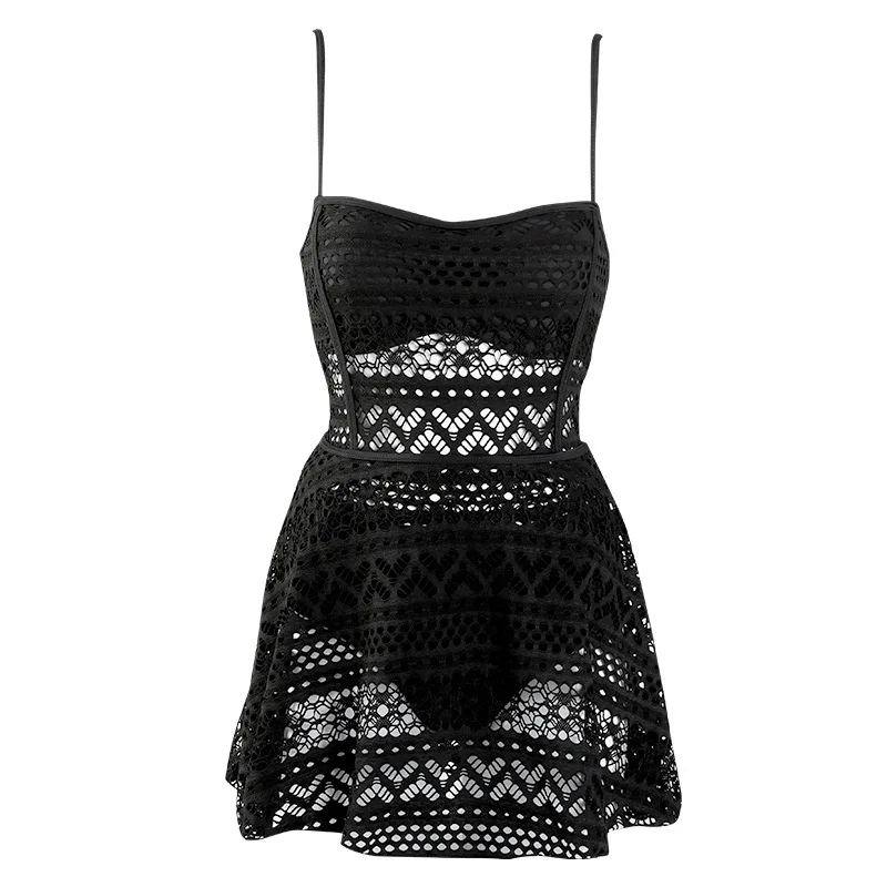 Женская купальная одежда юбка черный кружевной купальник красивый костюм Plavky из