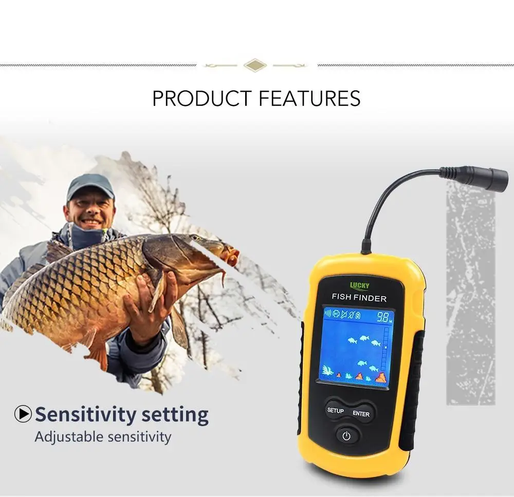 Портативный эхолот для рыболокаторов ЖК дисплей 100 м|Рыболокаторы| |