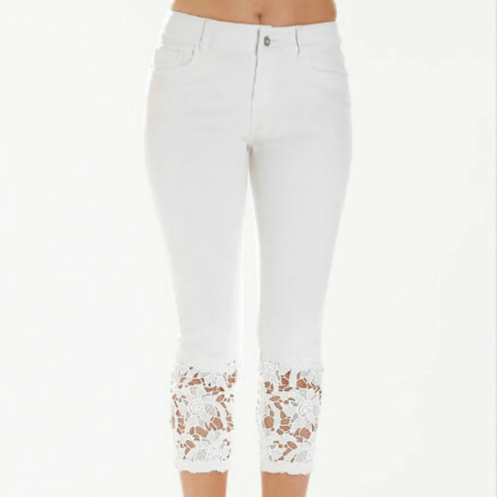 3 цвета женская мода плюс размер новые летние сексуальные кружевные джинсы с